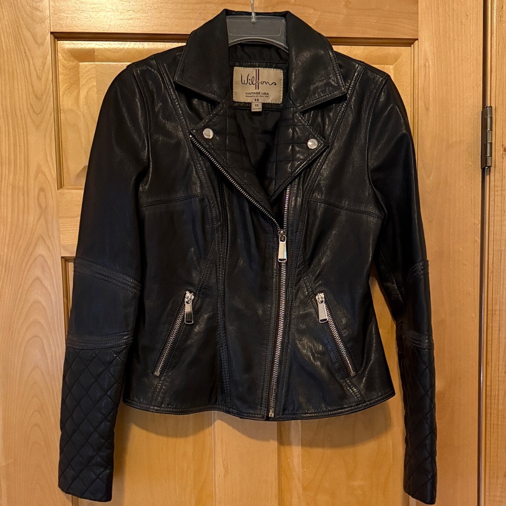 Wilsons Vintage Leather Black Moto Jacket
